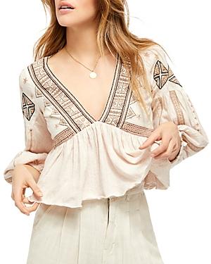Free People Aria Embroidered Top