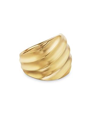 David Yurman 18k Yellow Gold Cable Edge Statement Ring