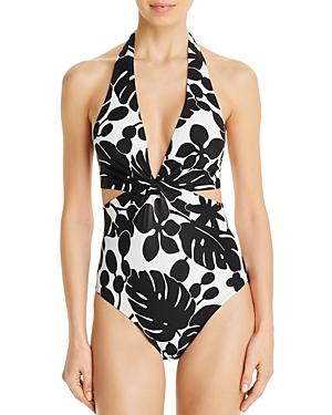 Kate Spade New York Printed Cutout One Piece Swimsuit