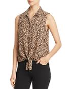 Beachlunchlounge Animal Print Tie Front Top