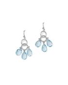 Sterling Silver And Triple Blue Topaz Drop Earrings - 100% Exclusive