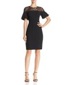 Adrianna Papell Lace-yoke Textured Crepe Dress