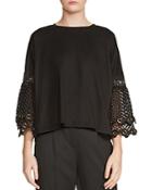 Maje Tya Grommeted Lace Cuff Top