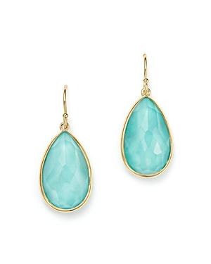 Ippolita 18k Yellow Gold Rock Candy Turquoise And Clear Quartz Doublet Teardrop Earrings