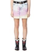 Zadig & Voltaire Juicy Tie-dyed Denim Mini Skirt