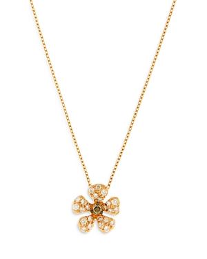 Bloomingdale's White & Brown Diamond Pave Flower Necklace In 14k Yellow Gold, 0.25 Ct. T.w. - 100% Exclusive