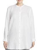 Eileen Fisher Plus Mandarin Collar Linen Shirt