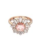 Swarovski Sunshine Pink Crystal Sun Statement Ring In Rose Gold Tone