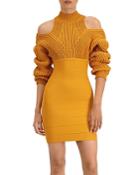 Herve Leger Cold Shoulder Rib Bodycon Dress