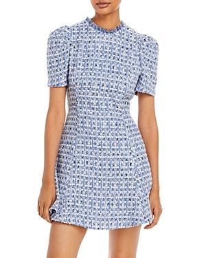 Aqua Tweed Puff Sleeve Dress - 100% Exclusive
