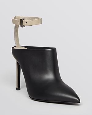 Vince Pointed Toe Ankle Strap Mule Booties - Armon High Heel