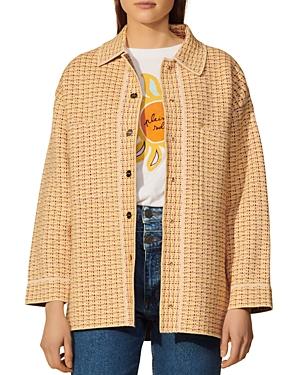 Sandro Blaise Tweed Overshirt Style Cardigan