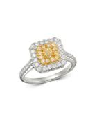 Bloomingdale's Cushion-cut Yellow & White Diamond Statement Ring In 18k White & Yellow Gold - 100% Exclusive