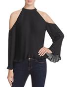 Lush Pleated Cold Shoulder Top