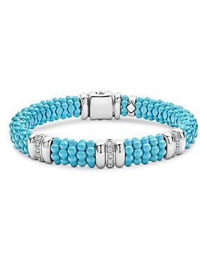 Lagos Blue Caviar & Diamond Sterling Silver Bracelet, 7.5