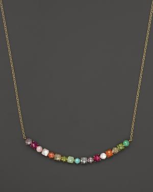 Ippolita Rock Candy 18k Gold Mini Stone Curved Bar Necklace In Summer Rainbow, 16