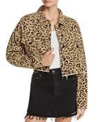 Sunset + Spring Leopard Print Cropped Denim Jacket - 100% Exclusive