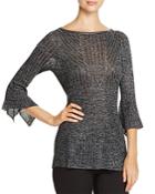 Heather B Ribbed Metallic Bell Sleeve Sweater - 100% Exclusive