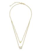 Sterling Forever Pave Butterfly Layered Pendant Necklace, 16-18
