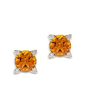 Bloomingdale's Citrine & Diamond Stud Earrings In 14k Yellow Gold - 100% Exclusive