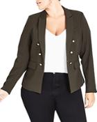 City Chic Plus Military Button Jacket