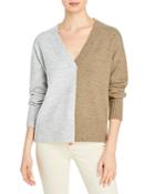 Theo & Spence Color Blocked V Neck Sweater