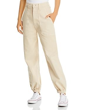 Mother The Wrapper Patch Springy Jeans In Chalk Tapi