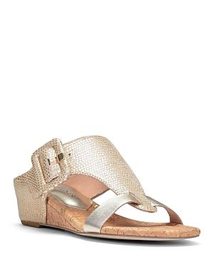 Donald Pliner Women's Ofelia Pebbled Metallic Leather Wedge Sandals