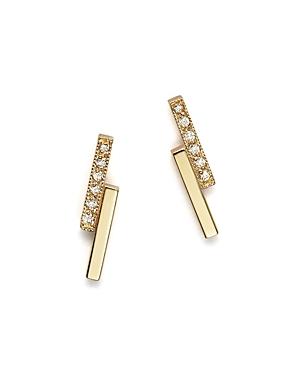 Zoe Chicco 14k Small Staggered Bar Stud Earrings With Diamonds