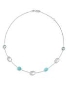 Ippolita Sterling Silver Rock Candy Blue Topaz, Amazonite & Mother-of-pearl Station Necklace, 18