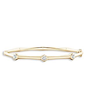 Natori 14k Yellow Gold Indochine Triple Diamond Hinged Bamboo Bracelet