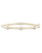 Natori 14k Yellow Gold Indochine Triple Diamond Hinged Bamboo Bracelet