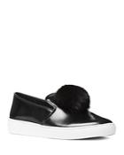 Michael Kors Collection Eddy Leather And Mink Fur Slip On Sneakers