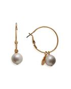 Aqua Cultured Freshwater Pearl & Coin Drop Hoop Earrings - 100% Exclusive