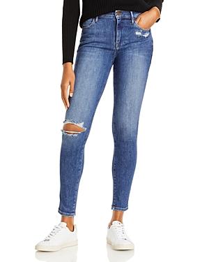 Frame Le High Rise Ripped Skinny Jeans In Saxon