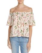 Ppla Floral Off-the-shoulder Ruffle Top
