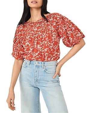 Free People Dessa Floral Print Pleated Bodysuit
