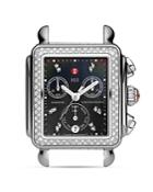Michele Deco Diamond Black Dial Watch Head, 33 X 35mm
