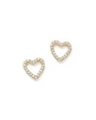 Diamond Heart Stud Earrings In 14k Yellow Gold, .20 Ct. T.w- 100% Exclusive