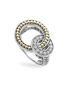 Lagos 18k Gold And Sterling Silver Enso Double Circle Ring With Diamonds