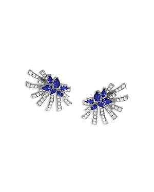 Hueb 18k White Gold Mirage Tanzanite & Diamond Cluster Stud Earrings