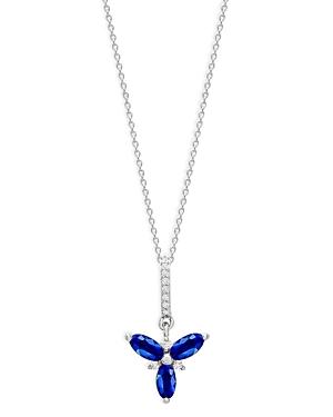 Bloomingdale's Blue Sapphire & Diamond Trio Pendant Necklace In 14k White Gold, 18 - 100% Exclusive