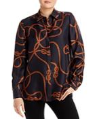 Lafayette 148 New York Ruxton Printed Silk Button Front Shirt