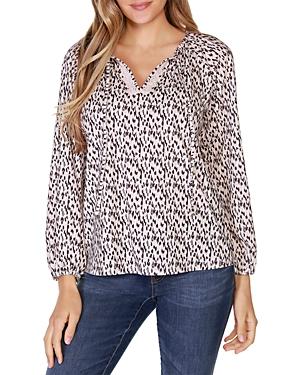 Belldini Printed Keyhole Cutout Top