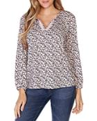 Belldini Printed Keyhole Cutout Top