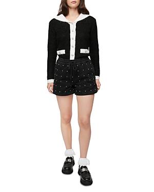 Maje Igua Quilted Jean Shorts In Black