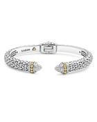 Lagos 18k Gold And Sterling Silver Caviar And Diamonds Cuff, 8mm