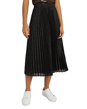 Reiss Marianne Pleated Metallic Mesh Midi Skirt