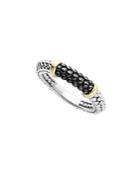 Lagos 18k Gold And Sterling Silver Black Caviar Stacking Ring