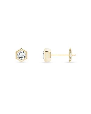 Natori 14k Yellow Gold Indochine 2.8mm Diamond Hexagon Solitaire Stud Earrings